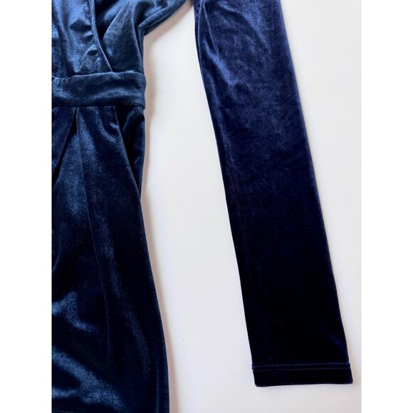 NWT One Clothing Navy Blue Velour Long Sleeve Romper Women's XS - Picture 9 of 10